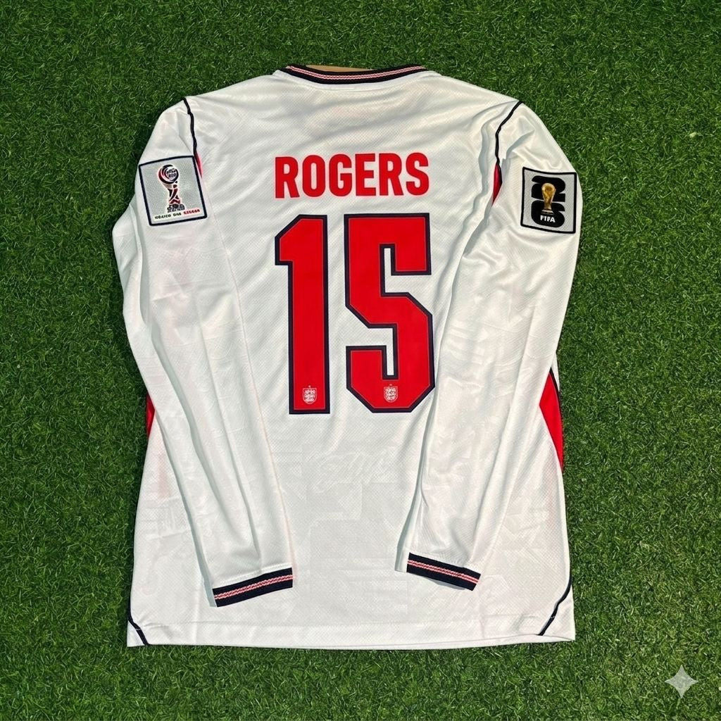England Nationalmannschaft Weltmeisterschaft 2026 Morgan Rogers Langarm Heim Trikot Weiß Fußball-Trikot