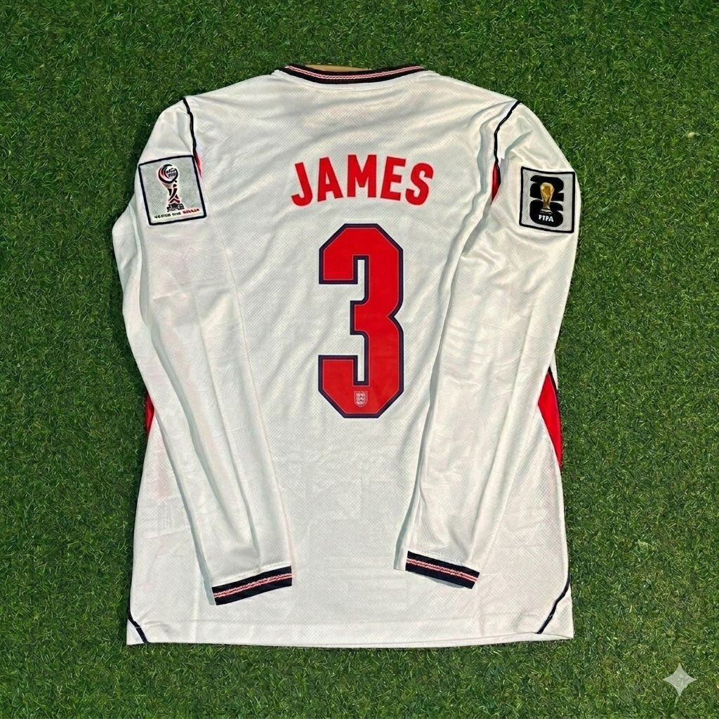 England National Team World Cup 2026 Reece James Long Sleeve Home White Football Soccer Kit Jersey