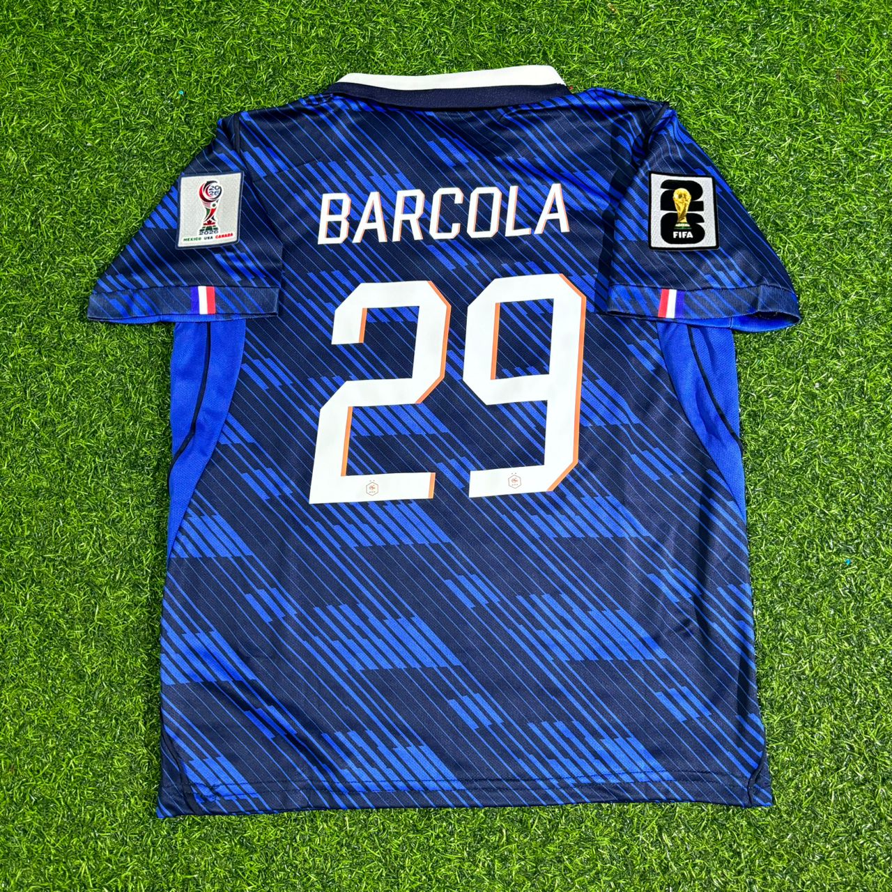 France National Team World Cup 2026 Bradley Barcola Blue Football Soccer Kit Jersey