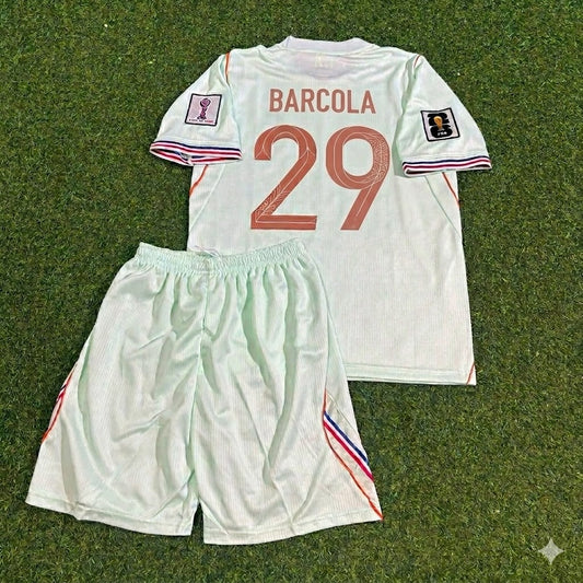 France National Team World Cup 2026 Bradley Barcola Children Away Football Soccer Kit Jersey