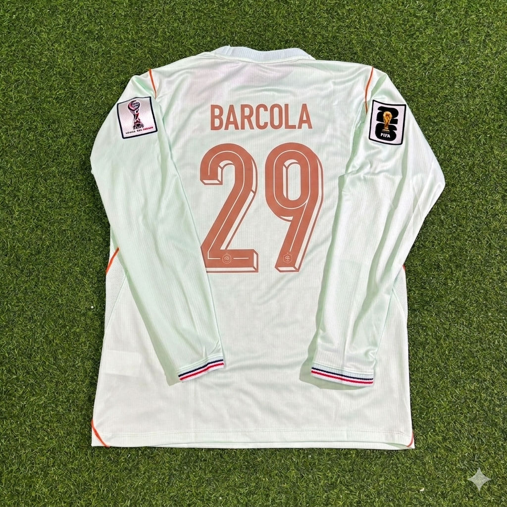 France National Team World Cup 2026 Bradley Barcola Long Sleeve Away Football Soccer Kit Jersey