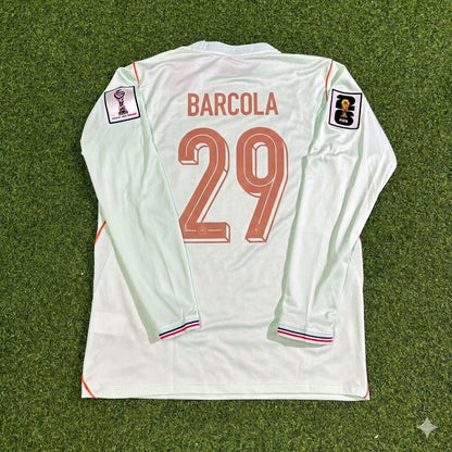 France National Team World Cup 2026 Bradley Barcola Long Sleeve Away Football Soccer Kit Jersey