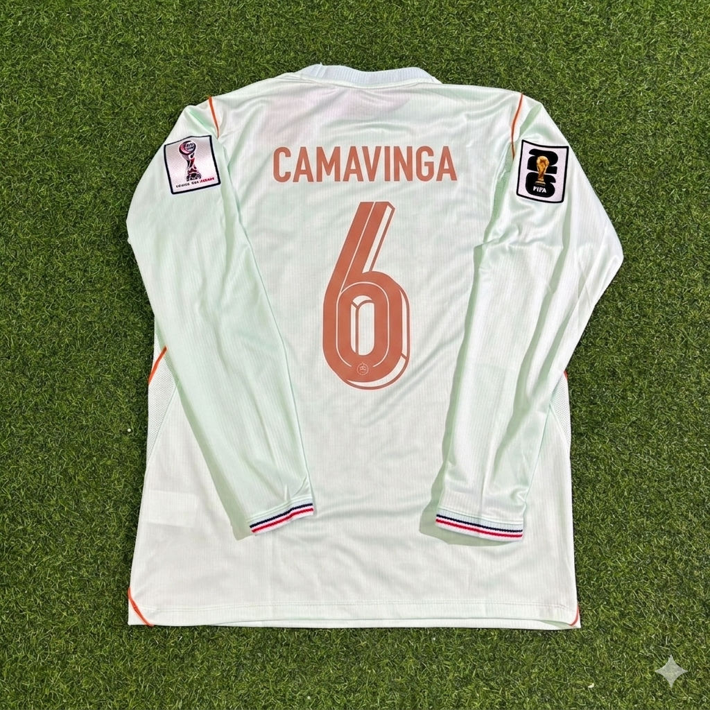 France National Team World Cup 2026 Eduardo Camavinga Long Sleeve Away Football Soccer Kit Jersey