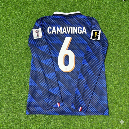 France National Team World Cup 2026 Eduardo Camavinga Long Sleeve Home Football Soccer Kit Jersey