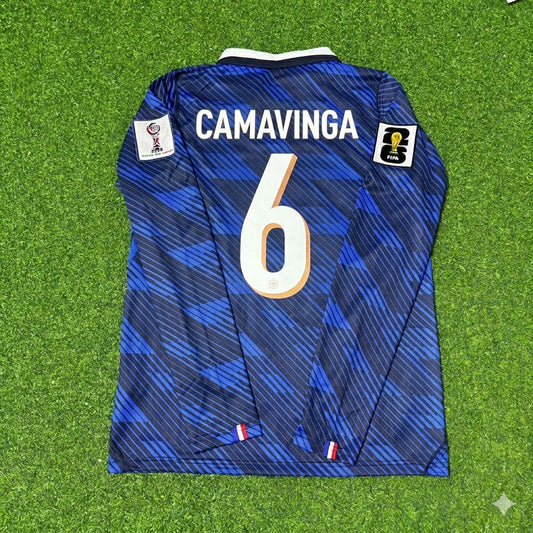 France National Team World Cup 2026 Eduardo Camavinga Long Sleeve Home Football Soccer Kit Jersey