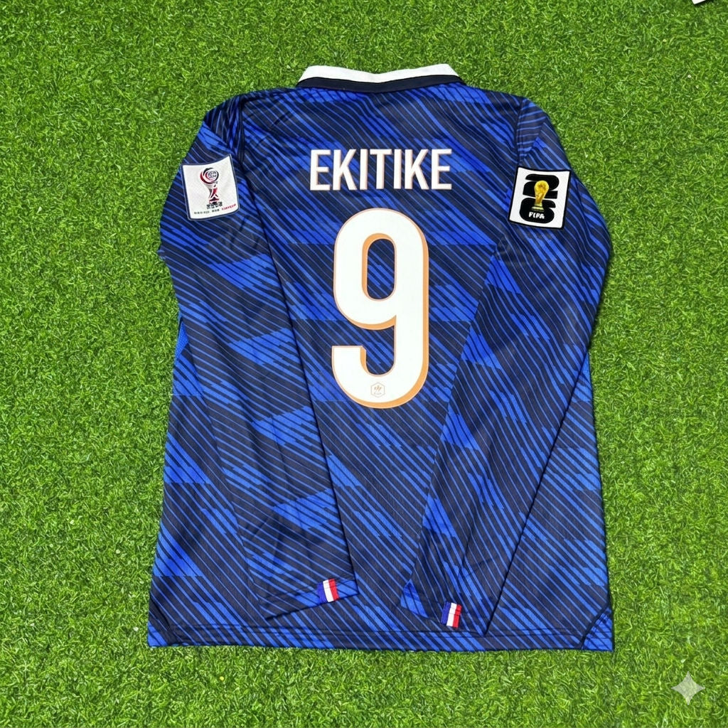 France National Team World Cup 2026 Hugo Ekitike Long Sleeve Home Football Soccer Kit Jersey