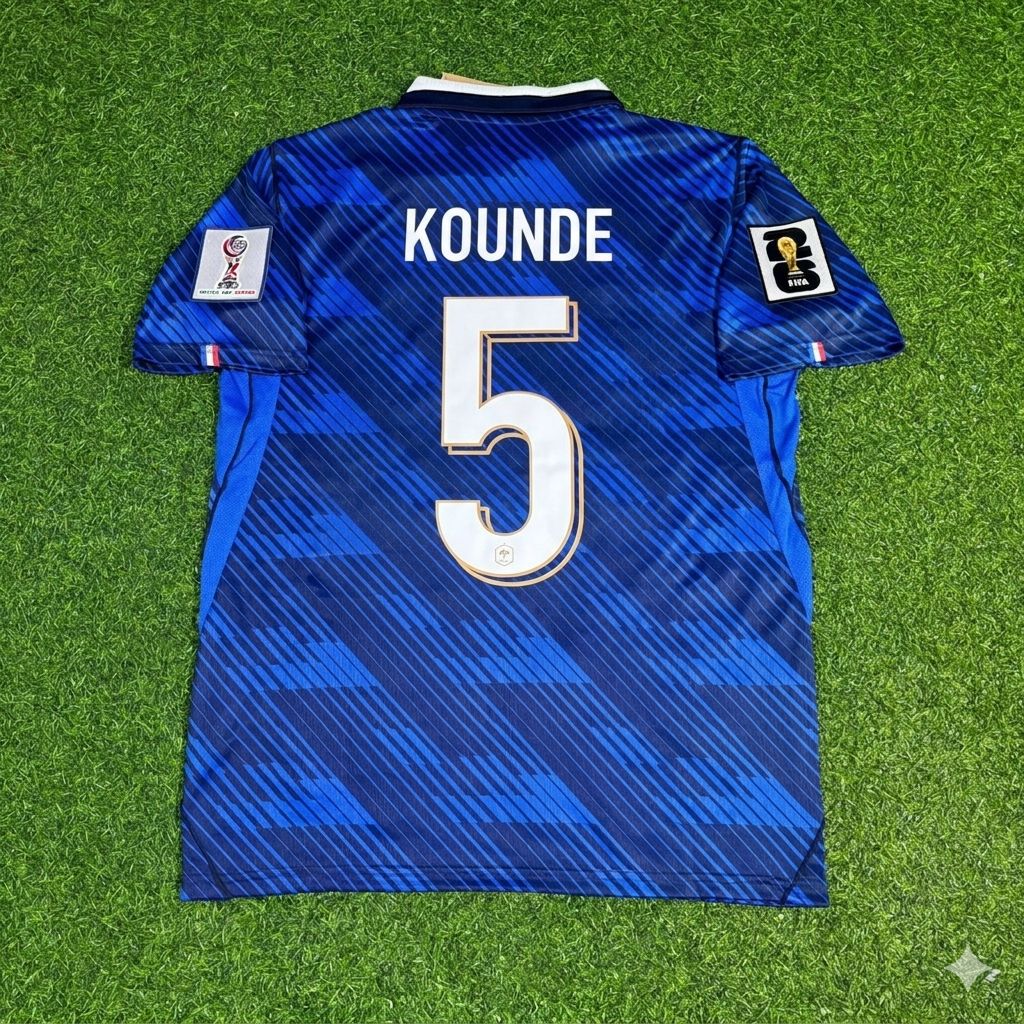 France National Team World Cup 2026 Jules Kounde Home Blue Football Soccer Kit Jersey
