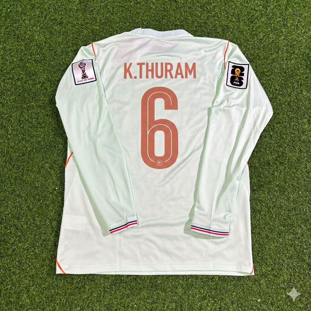 France National Team World Cup 2026 Khéphren Thuram-Ulien Long Sleeve Away Football Soccer Kit Jersey