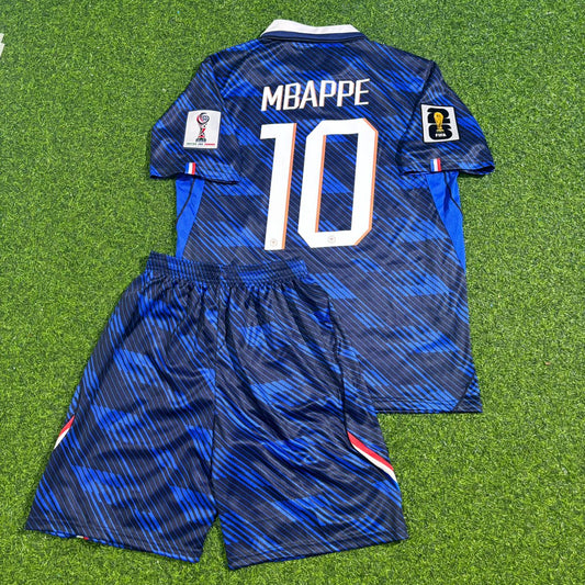 France National Team World Cup 2026 Kylian Mbappé Children Blue Football Soccer Kit Jersey