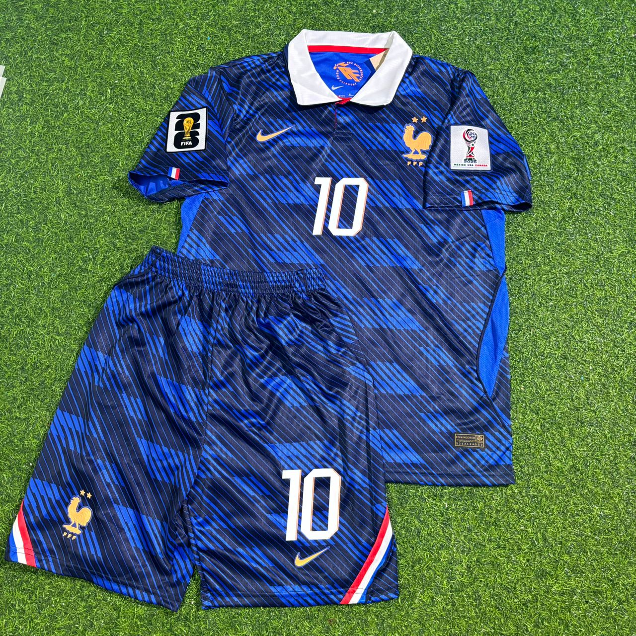 France National Team World Cup 2026 Kylian Mbappé Children Blue Football Soccer Kit Jersey