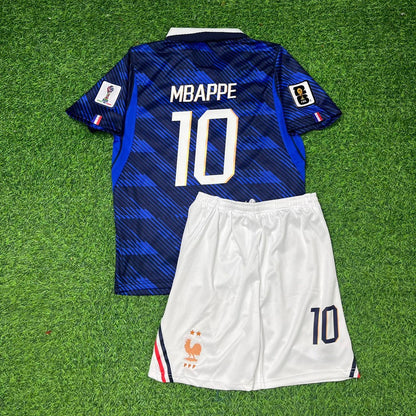 France National Team World Cup 2026 Kylian Mbappé Children Blue Football Soccer Kit Jersey