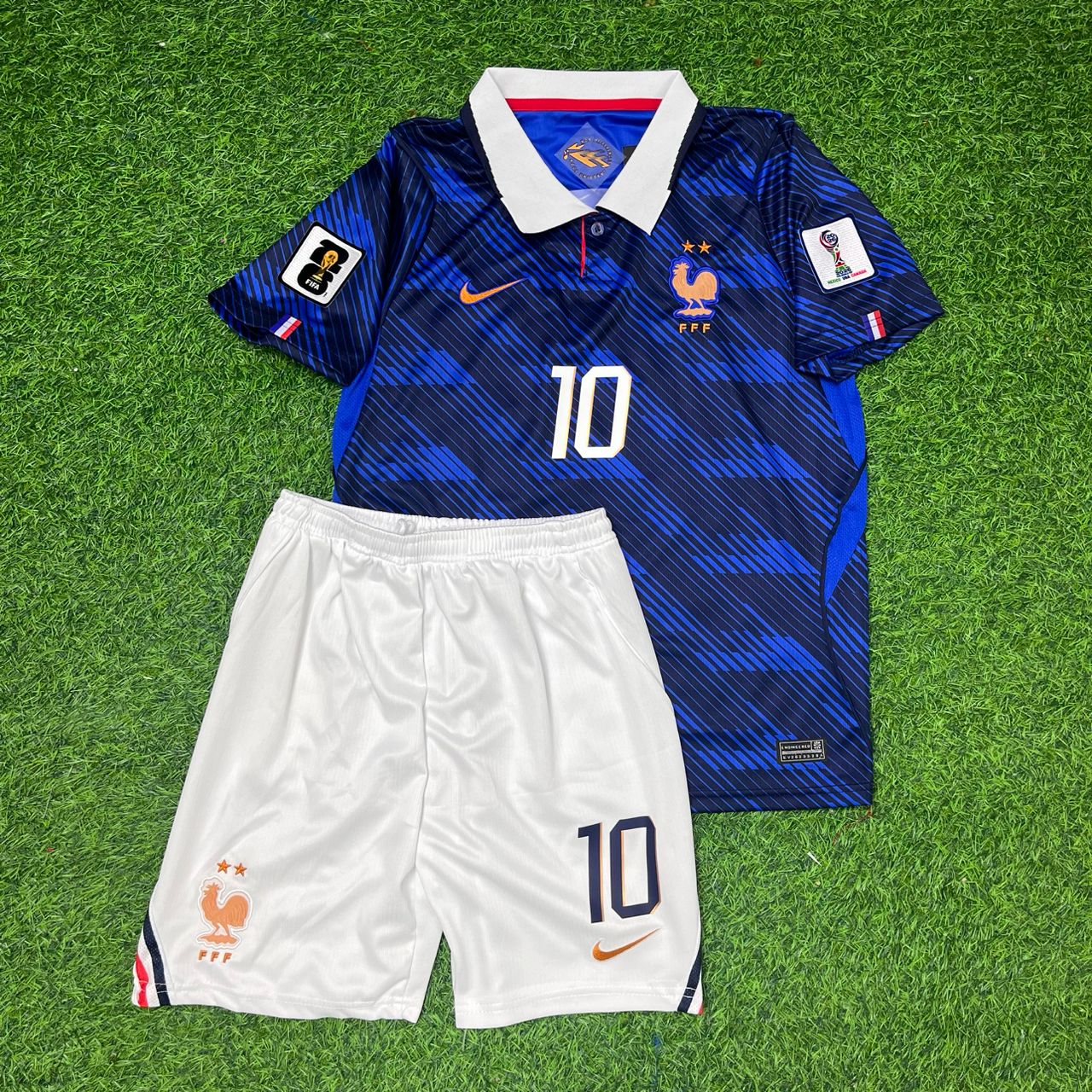 France National Team World Cup 2026 Kylian Mbappé Children Blue Football Soccer Kit Jersey