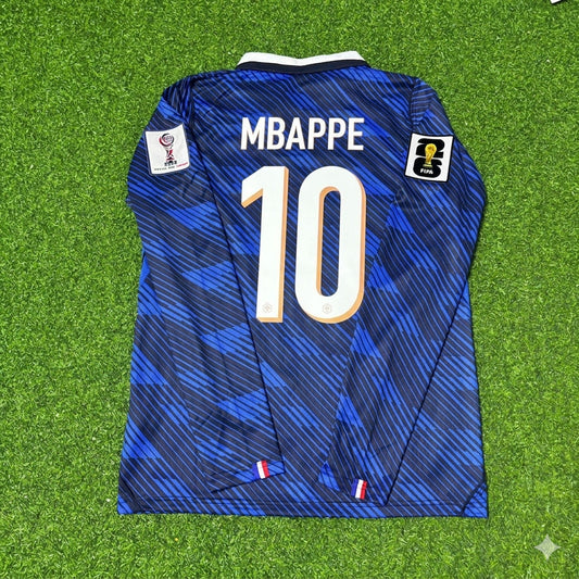 France National Team World Cup 2026 Kylian Mbappé Long Sleeve Home Football Soccer Kit Jersey