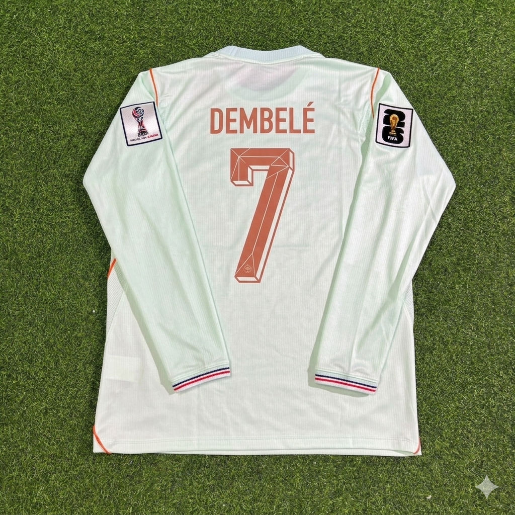 France National Team World Cup 2026 Ousmane Dembélé Long Sleeve Away Football Soccer Kit Jersey