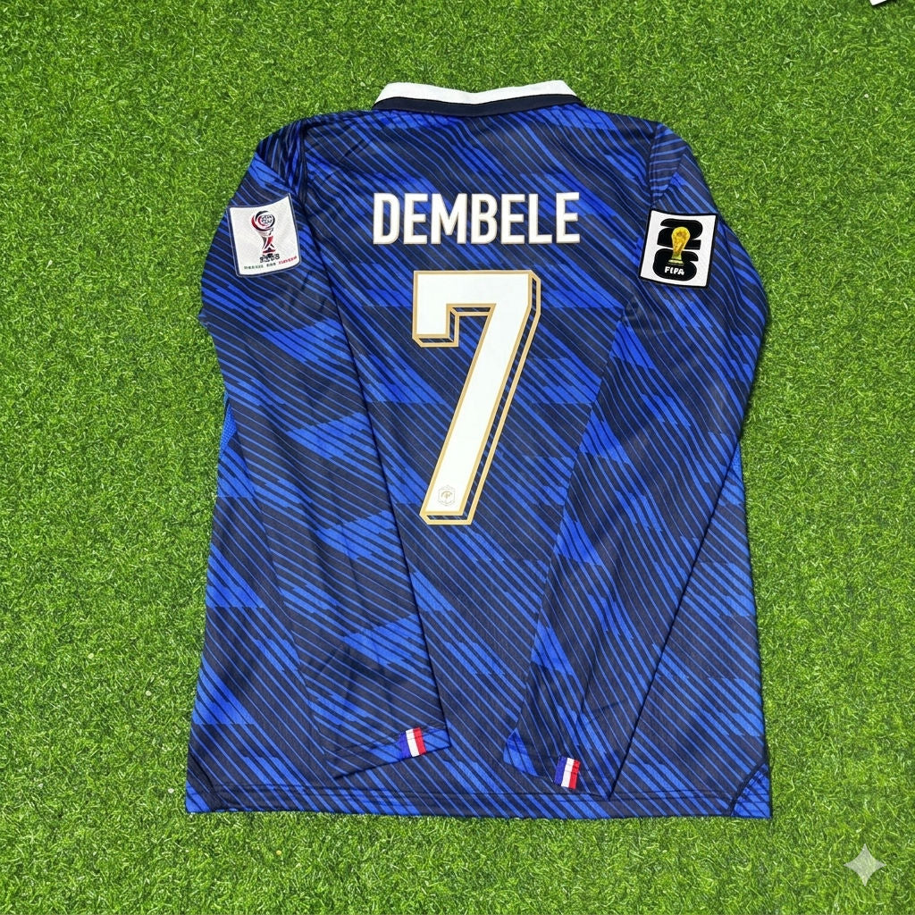 France National Team World Cup 2026 Ousmane Dembele Long Sleeve Home Football Soccer Kit Jersey