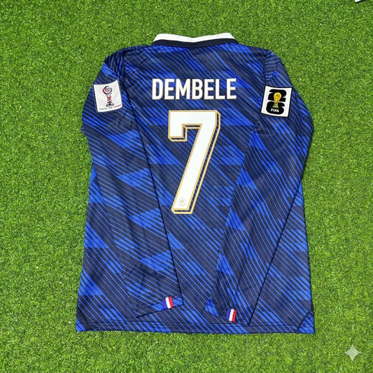 France National Team World Cup 2026 Ousmane Dembele Long Sleeve Home Football Soccer Kit Jersey