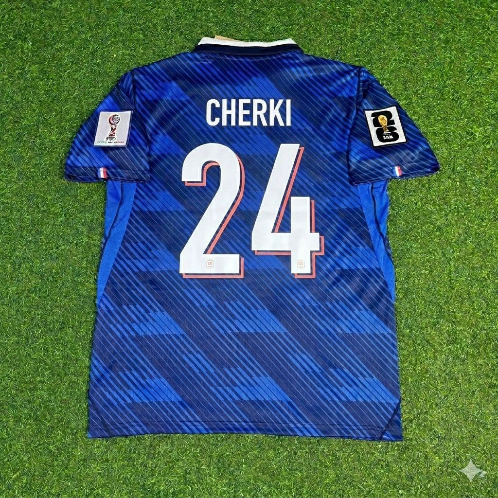 Frankreich Nationalmannschaft Weltmeisterschaft 2026 Rayan Cherki Heim Blau Fußball Trikot