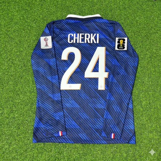 France National Team World Cup 2026 Rayan Cherki Long Sleeve Home Football Soccer Kit Jersey