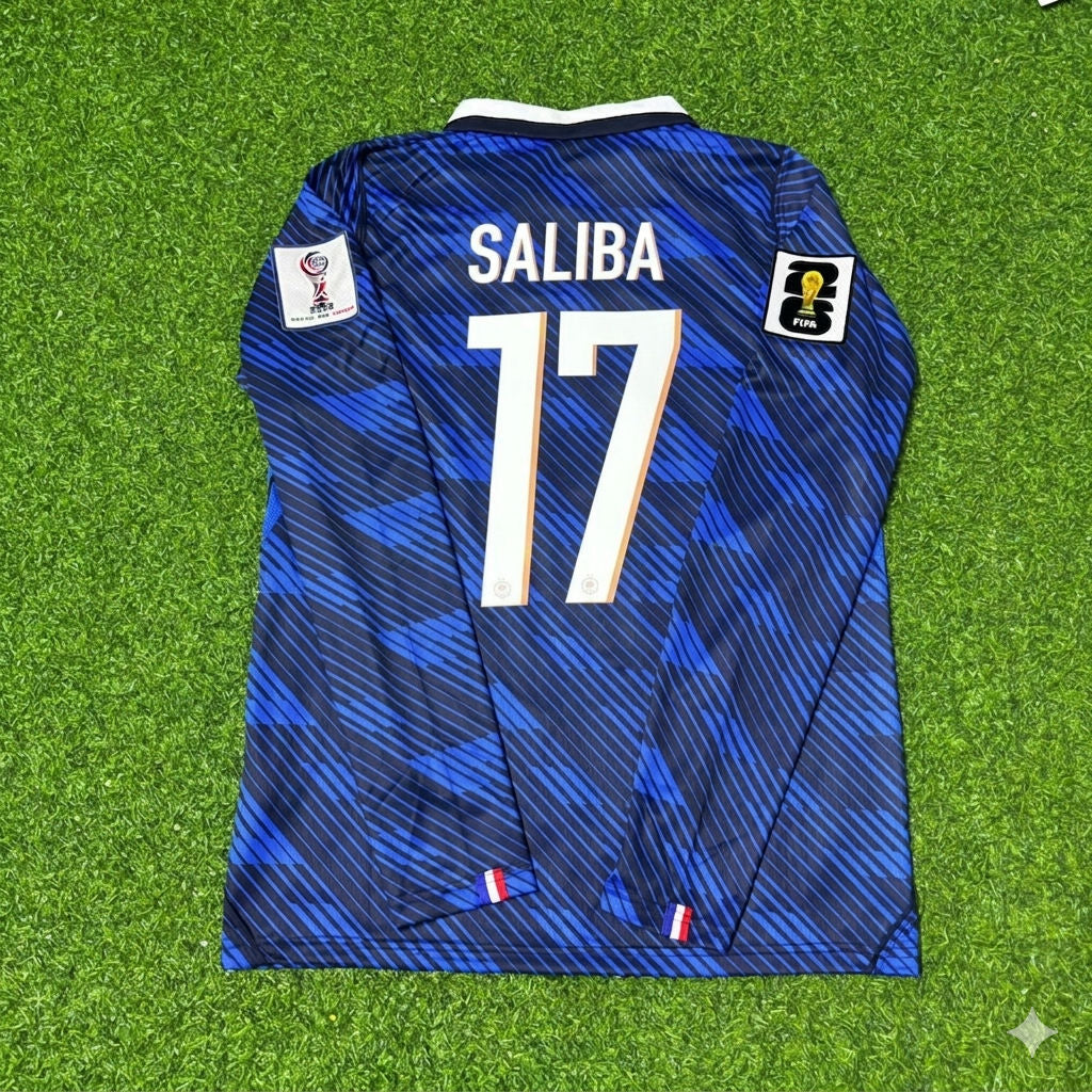 France National Team World Cup 2026 William Saliba Long Sleeve Home Football Soccer Kit Jersey