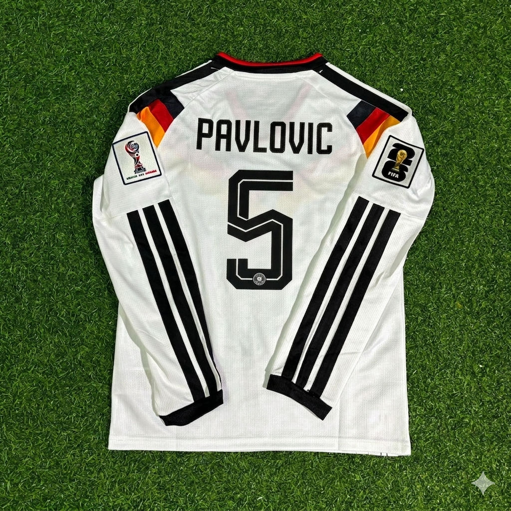 Germany National Team World Cup 2026 Aleksandar Pavlovic Long Sleeve Home Football Soccer Kit Jersey
