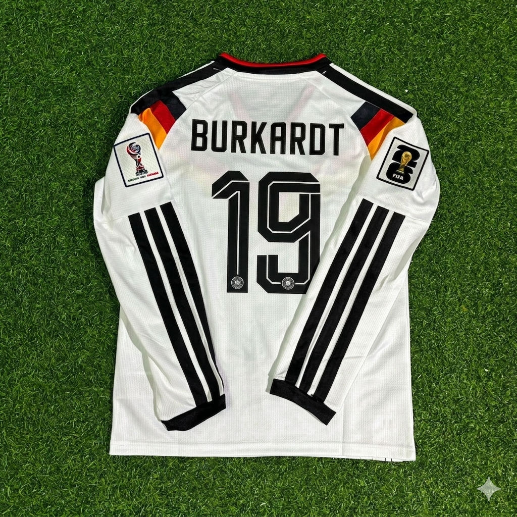 Germany World Cup 2026 Jonathan Burkardt Home Long Sleeve football soccer kit jersey back view