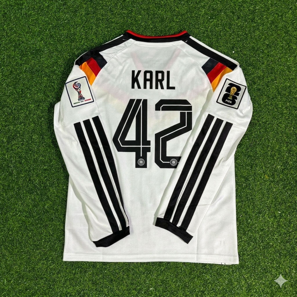 Germany National Team World Cup 2026 Lenart Karl Long Sleeve Home Football Soccer Kit Jersey
