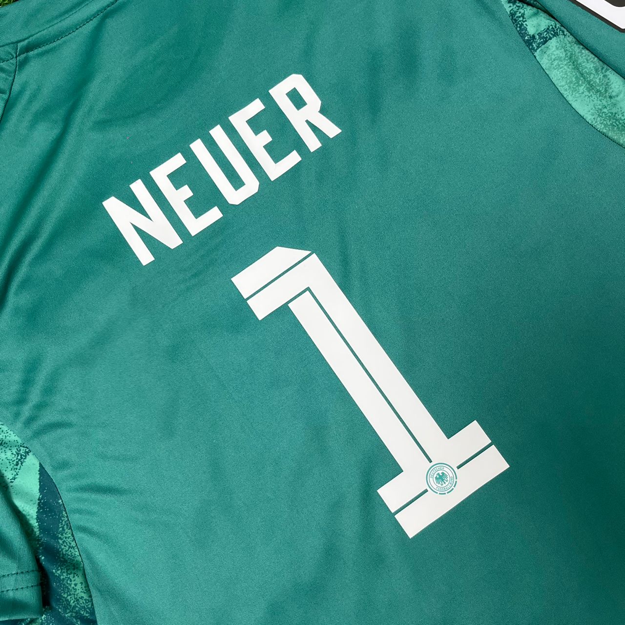 Germany National Team World Cup 2026 Manuel Neuer Goalkeeper Children Green Football Soccer Kit Jersey
