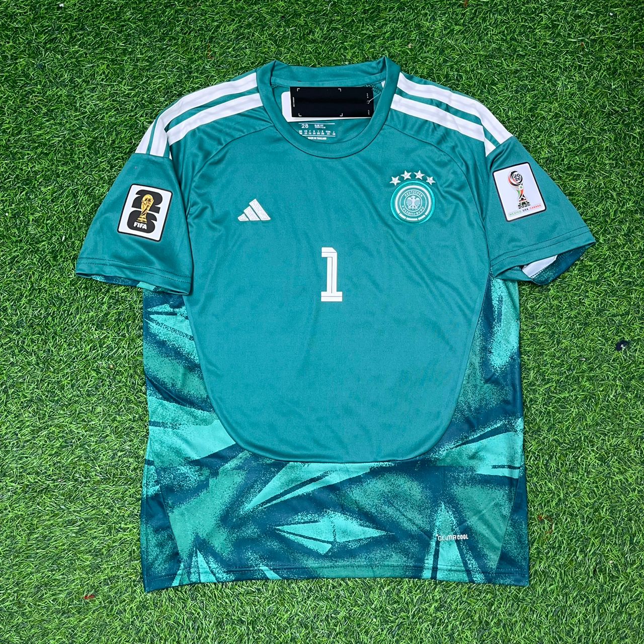 Germany National Team World Cup 2026 Manuel Neuer Goalkeeper Children Green Football Soccer Kit Jersey
