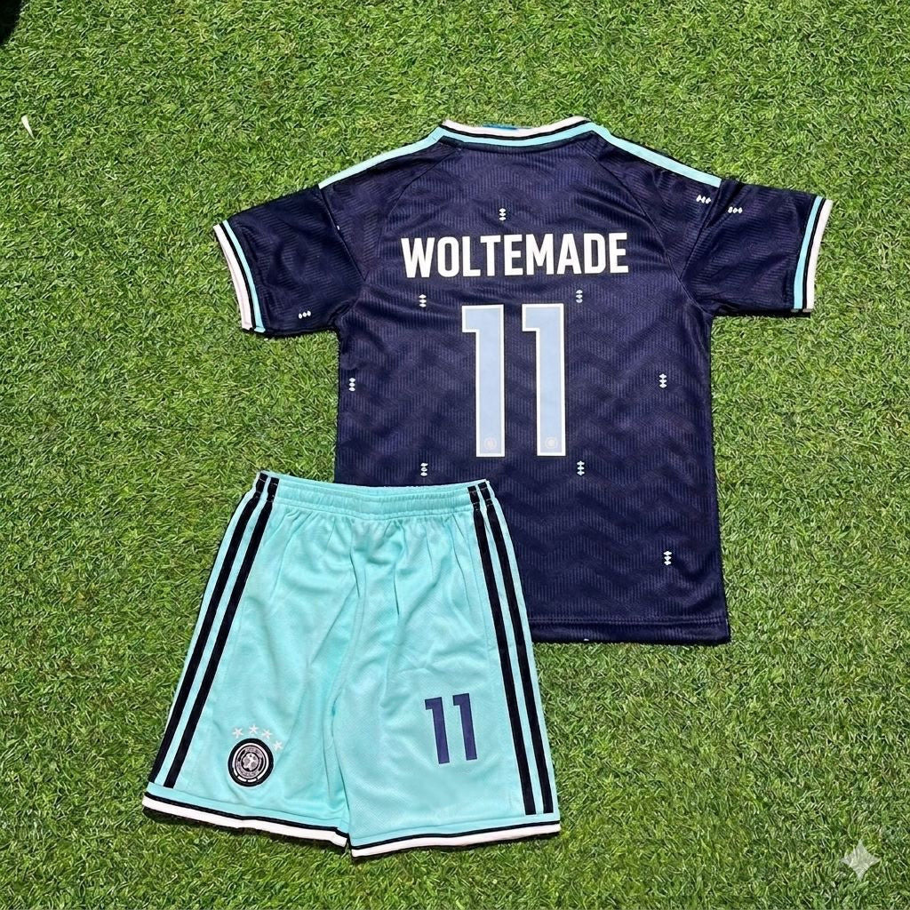 Germany World Cup 2026 Nick Woltemade 11 Children football soccer kit jersey back view