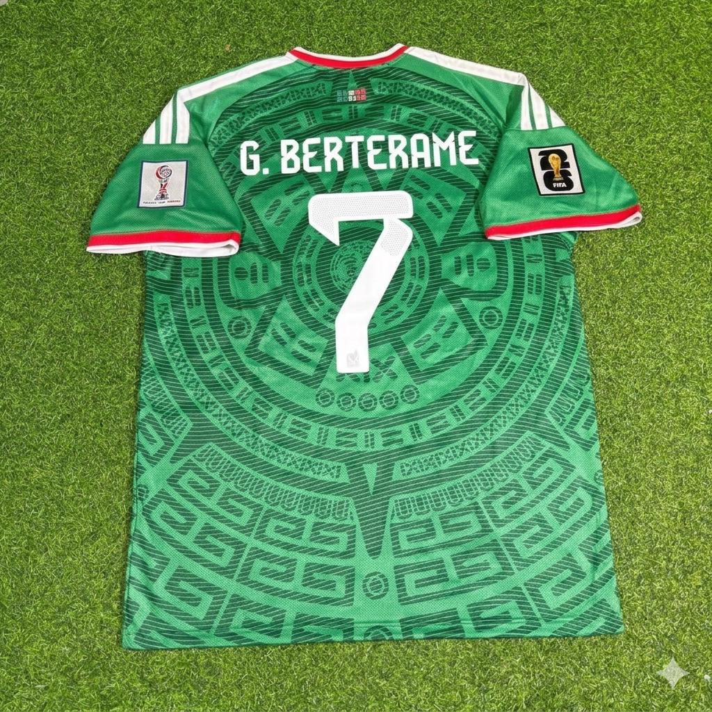 Mexico National Team World Cup 2026 Germán Berterame Home Green Football Soccer Kit Jersey