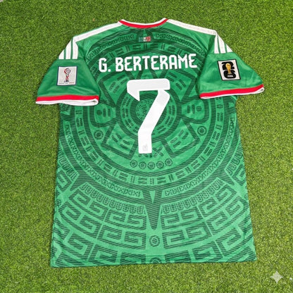 Mexico National Team World Cup 2026 Germán Berterame Home Green Football Soccer Kit Jersey