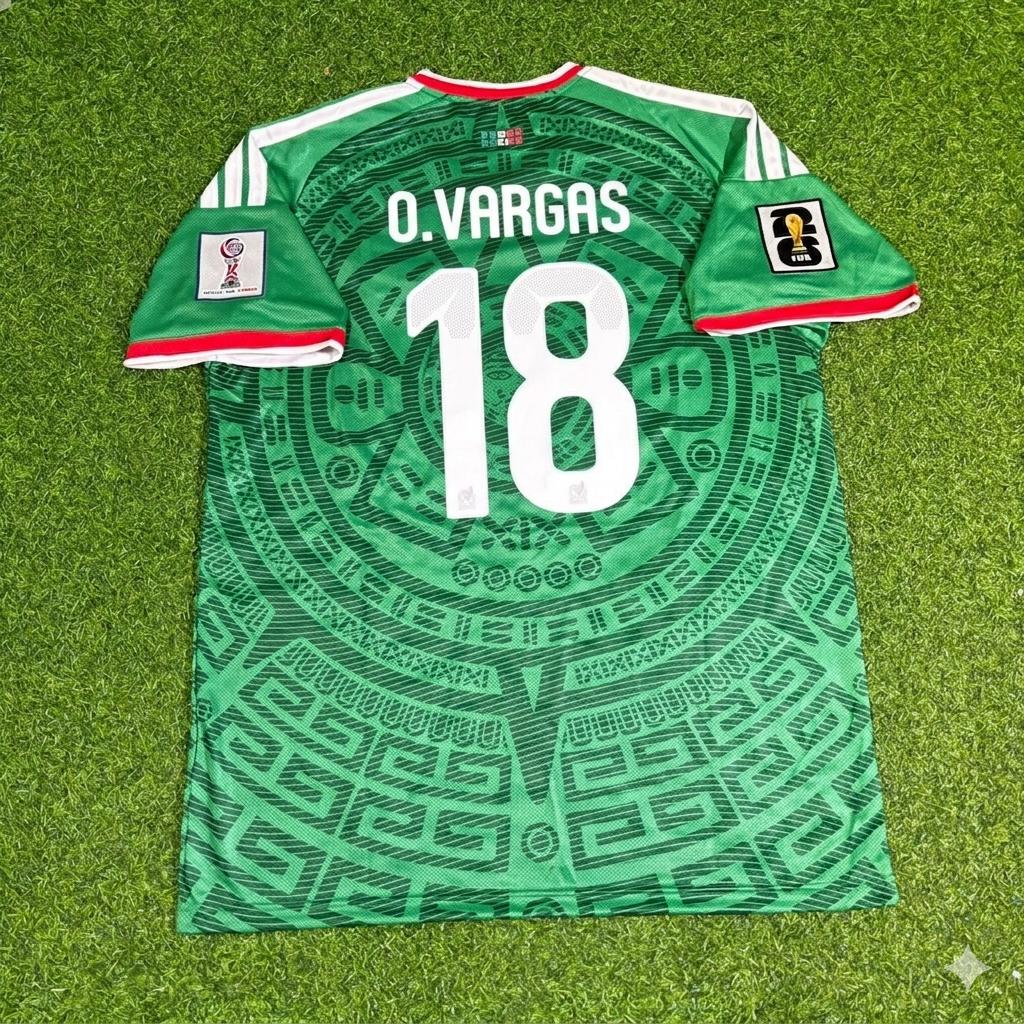Mexico National Team World Cup 2026 Obed Vargas Home Green Football Soccer Kit Jersey