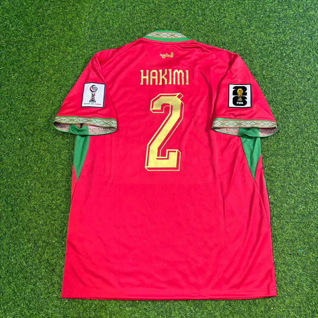 Morocco National Team World Cup 2026 Achraf Hakimi Home Red Football Soccer Kit Jersey