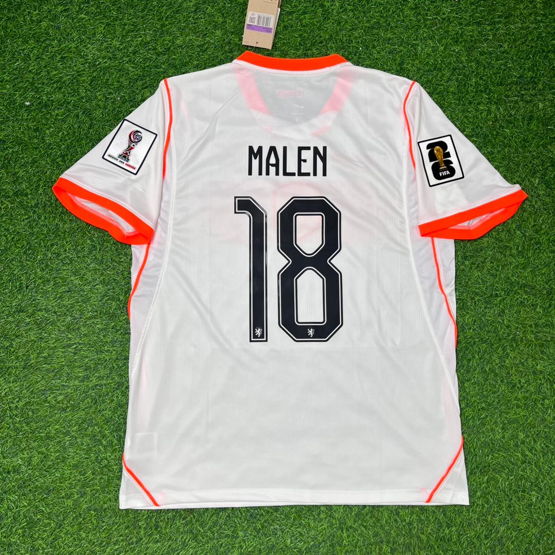 Netherlands National Team World Cup 2026 Donyell Malen White Football Soccer Kit Jersey