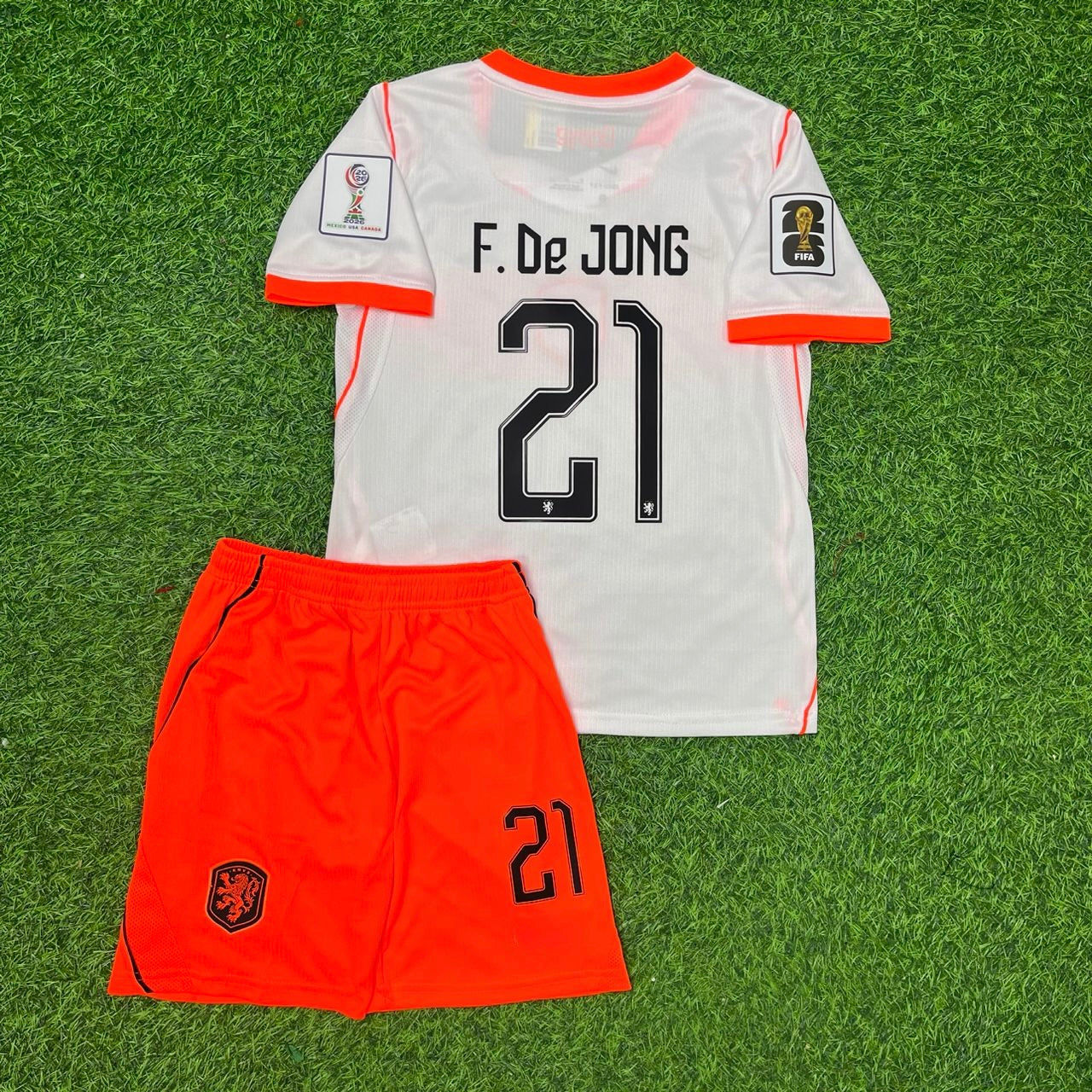 Netherlands National Team World Cup 2026 Frenkie de Jong Children Away Football Soccer Kit Jersey