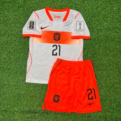 Netherlands National Team World Cup 2026 Frenkie de Jong Children Away Football Soccer Kit Jersey