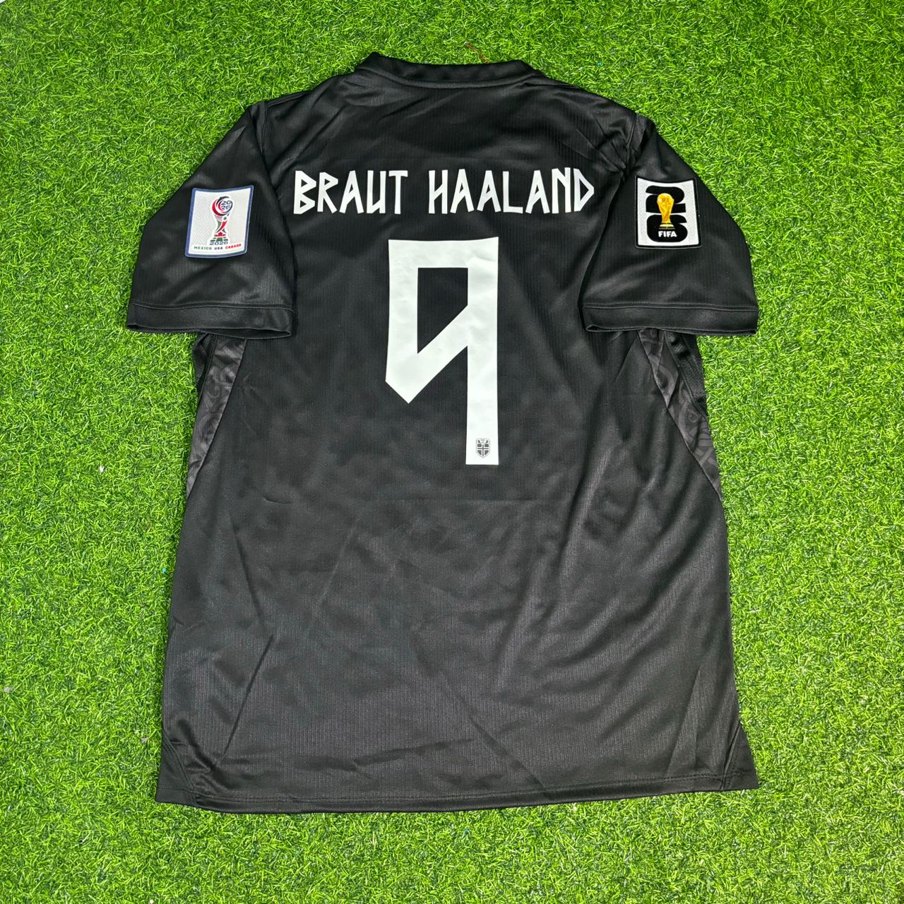 Norway National Team World Cup 2026 Erling Braut Haaland Away Black Football Soccer Kit Jersey