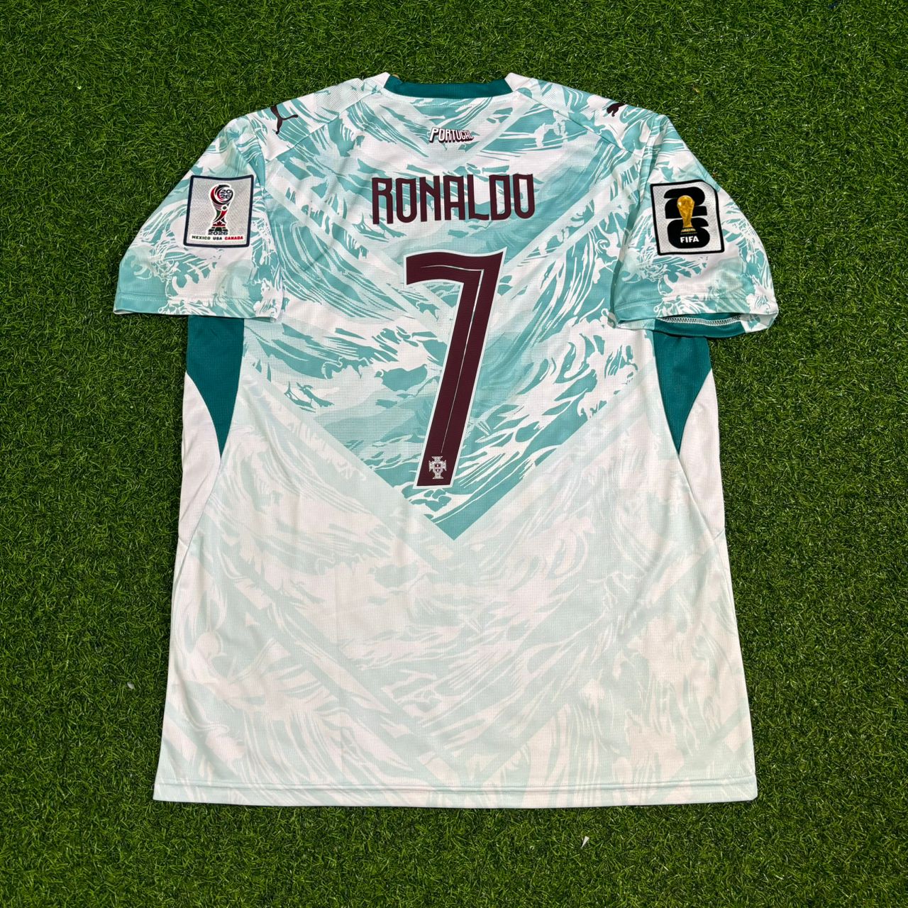 Portugal National Team World Cup 2026 Cristiano Ronaldo Children Away White Football Soccer Kit Jersey