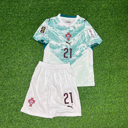 Portugal National Team World Cup 2026 Francisco Conceicao Children Away Football Soccer Kit Jersey