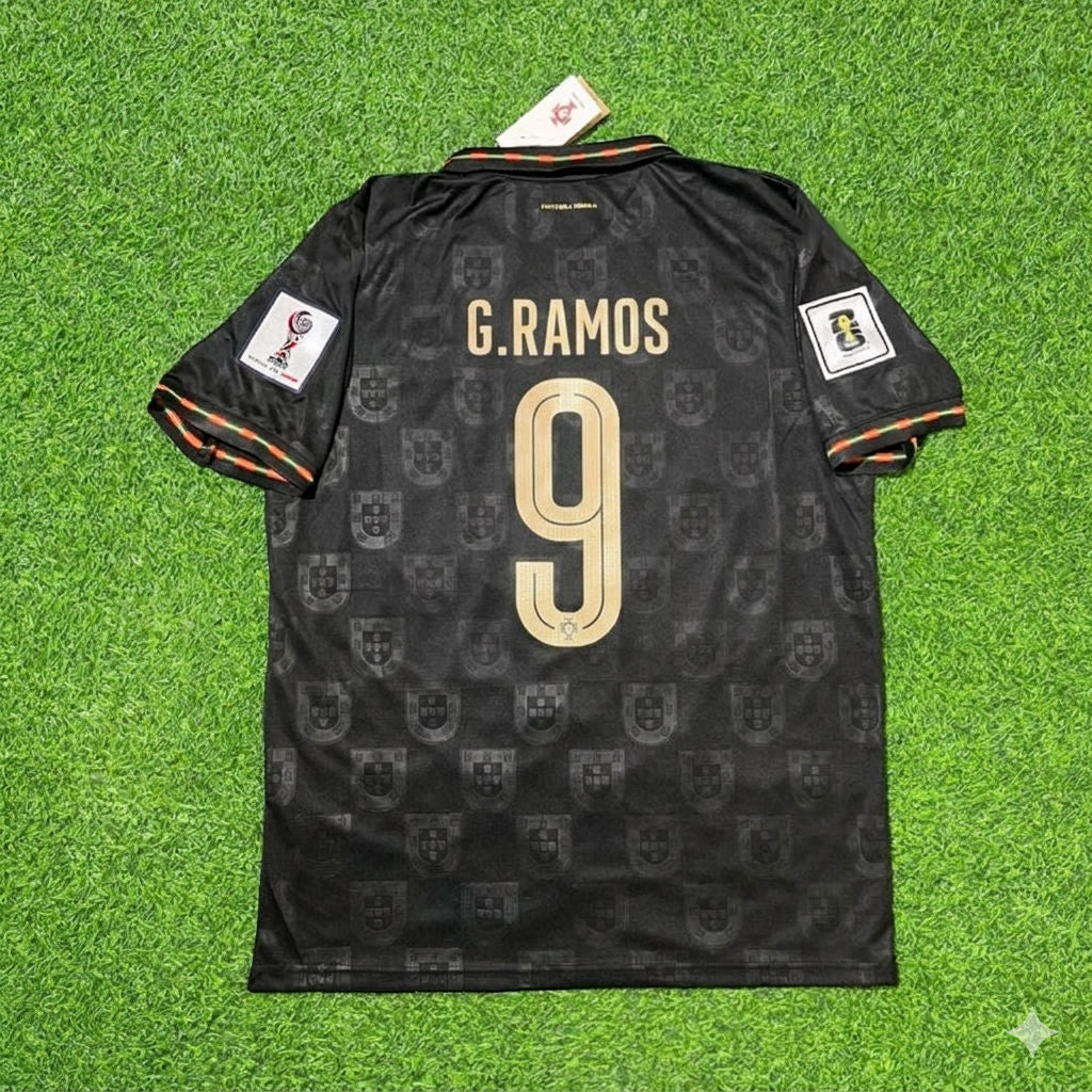 Portugal National Team World Cup 2026 Gonçalo Ramos Black Football Soccer Kit Jersey