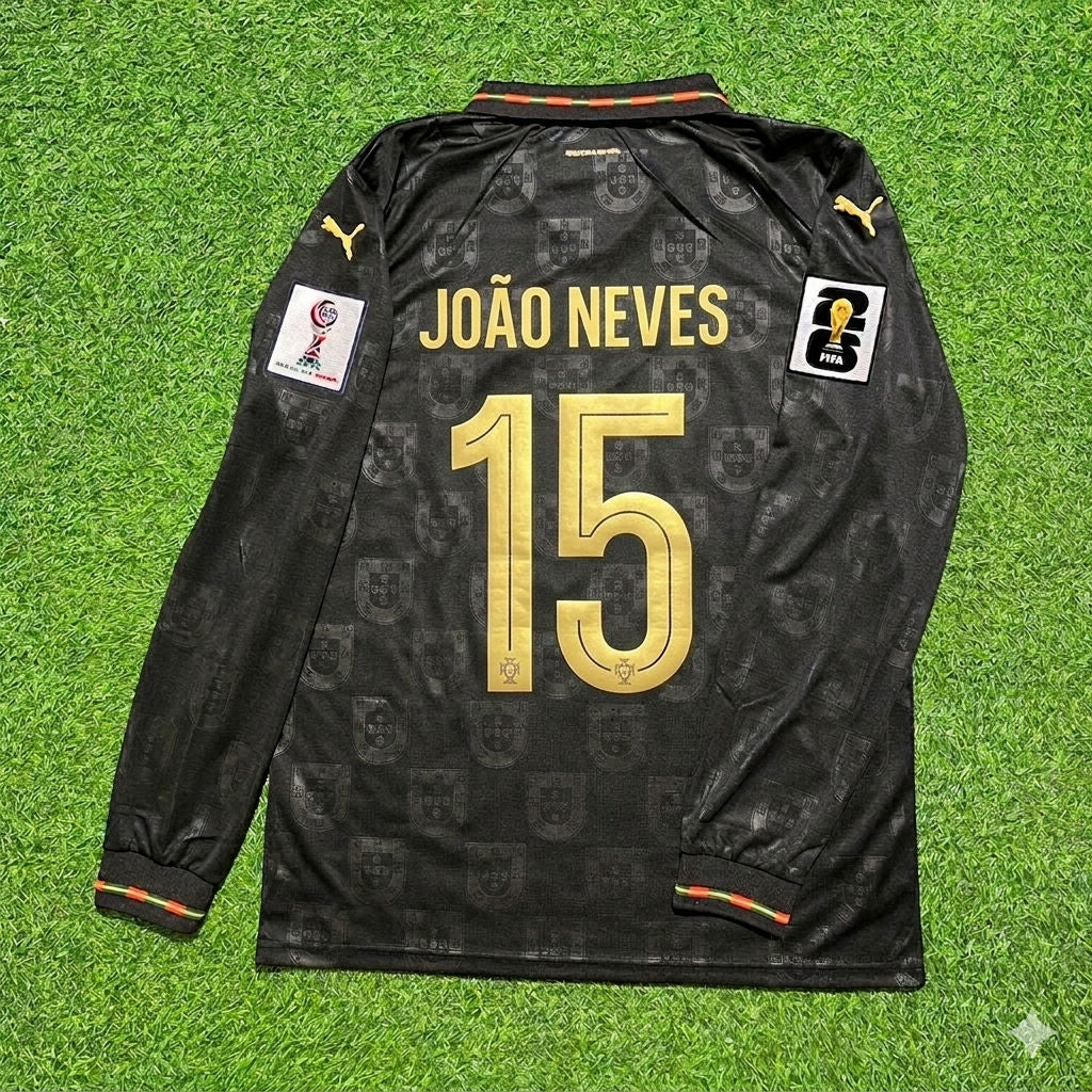 Portugal National Team World Cup 2026 Joao Neves Long Sleeve Home Football Soccer Kit Jersey