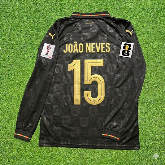 Portugal National Team World Cup 2026 Joao Neves Long Sleeve Home Football Soccer Kit Jersey