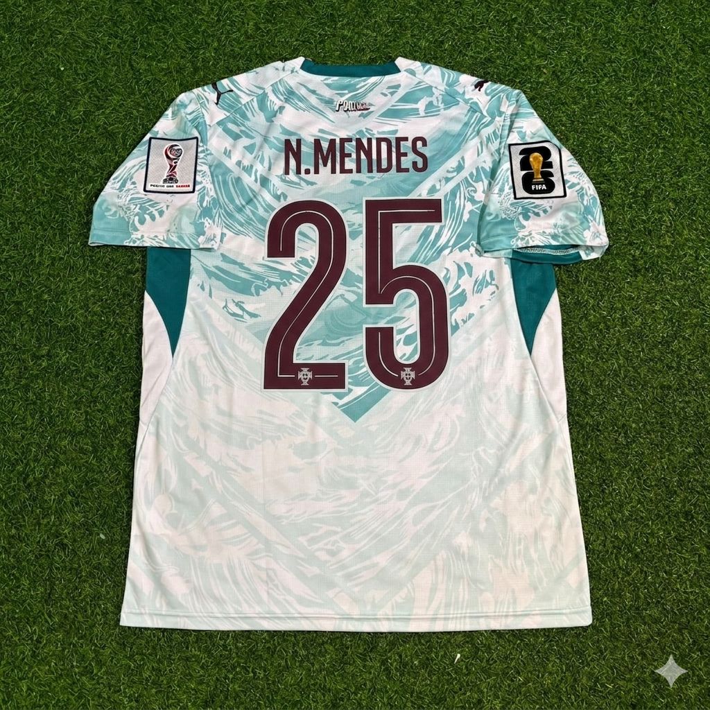 Portugal National Team World Cup 2026 Nuno Mendes Away White Football Soccer Kit Jersey