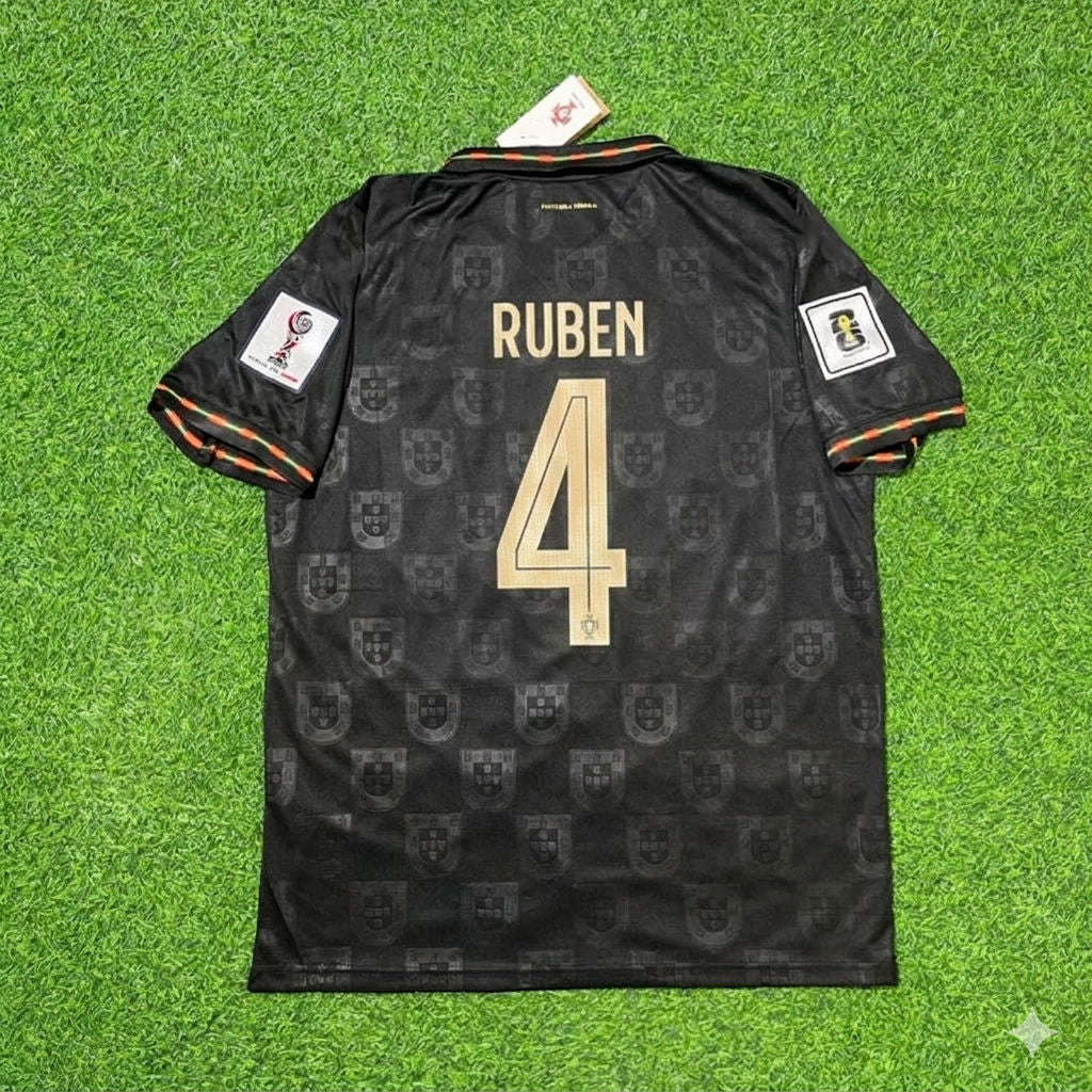Portugal National Team World Cup 2026 Rúben Dias Black Football Soccer Kit Jersey
