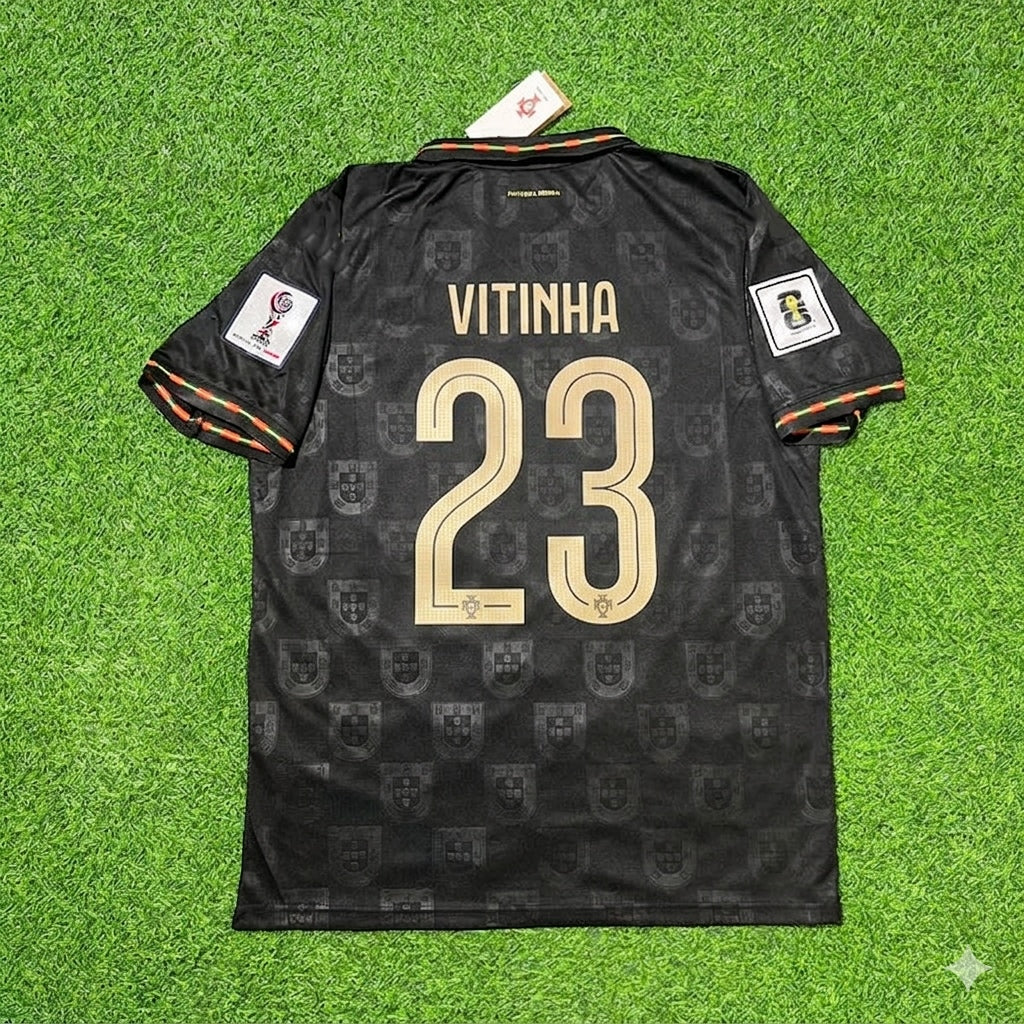 Portugal National Team World Cup 2026 Vitinha Black Football Soccer Kit Jersey