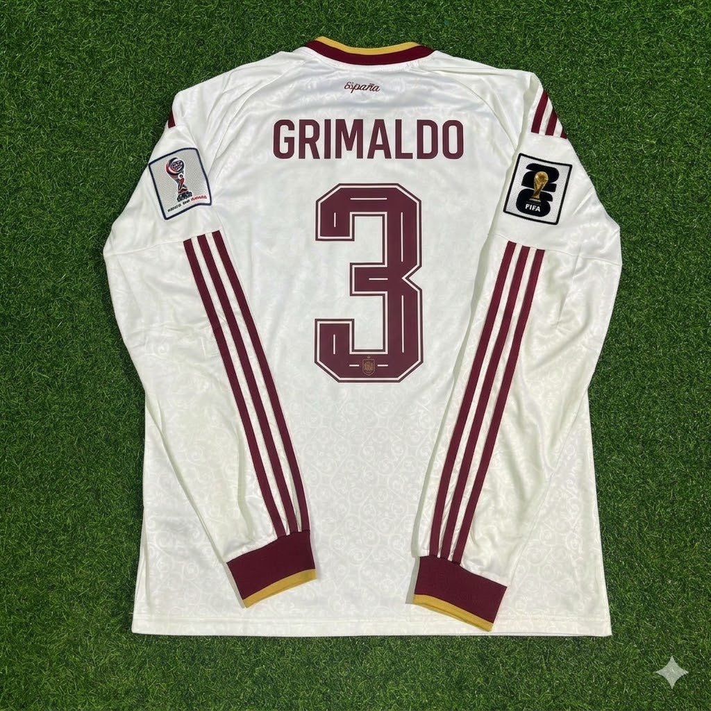 Spain National Team World Cup 2026 Alejandro Grimaldo Long Sleeve Away Football Soccer Kit Jersey