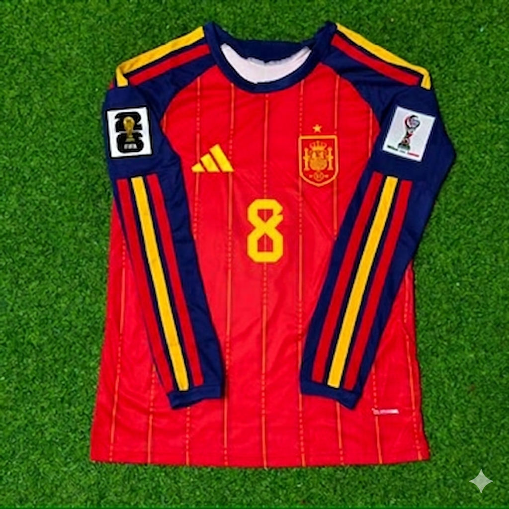 Spain National Team World Cup 2026 Fabián Ruiz Peña Long Sleeve Home Football Soccer Kit Jersey