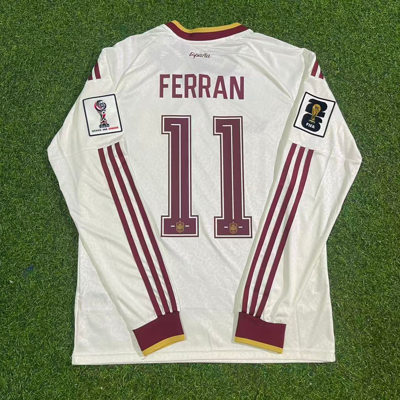 Spain National Team World Cup 2026 Ferrán Torres Long Sleeve Away Football Soccer Kit Jersey