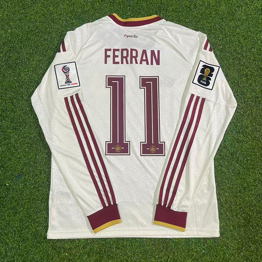 Spain National Team World Cup 2026 Ferrán Torres Long Sleeve Away Football Soccer Kit Jersey