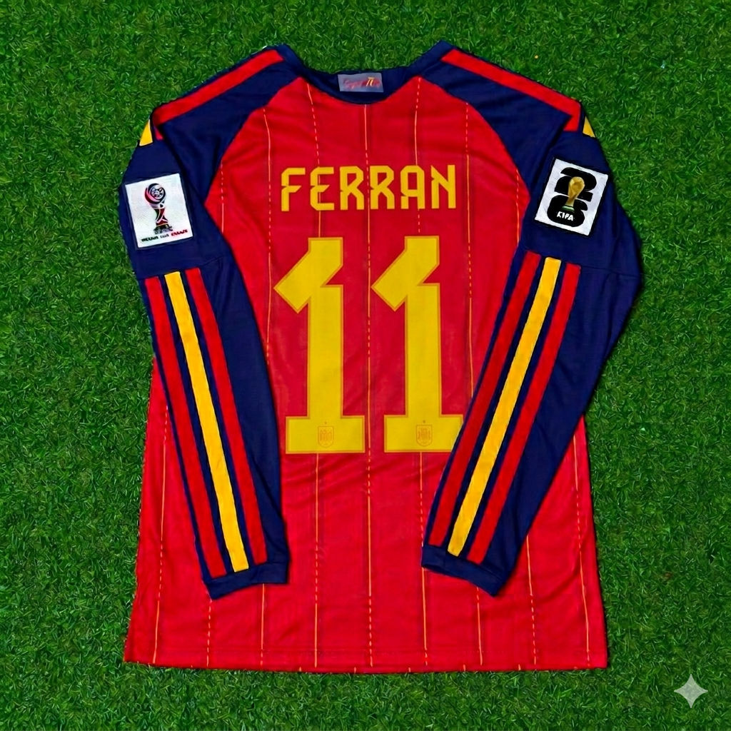 Spain National Team World Cup 2026 Ferran Torres Long Sleeve Home Football Soccer Kit Jersey